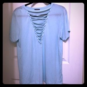 Light blue super soft tie up tee NWOT